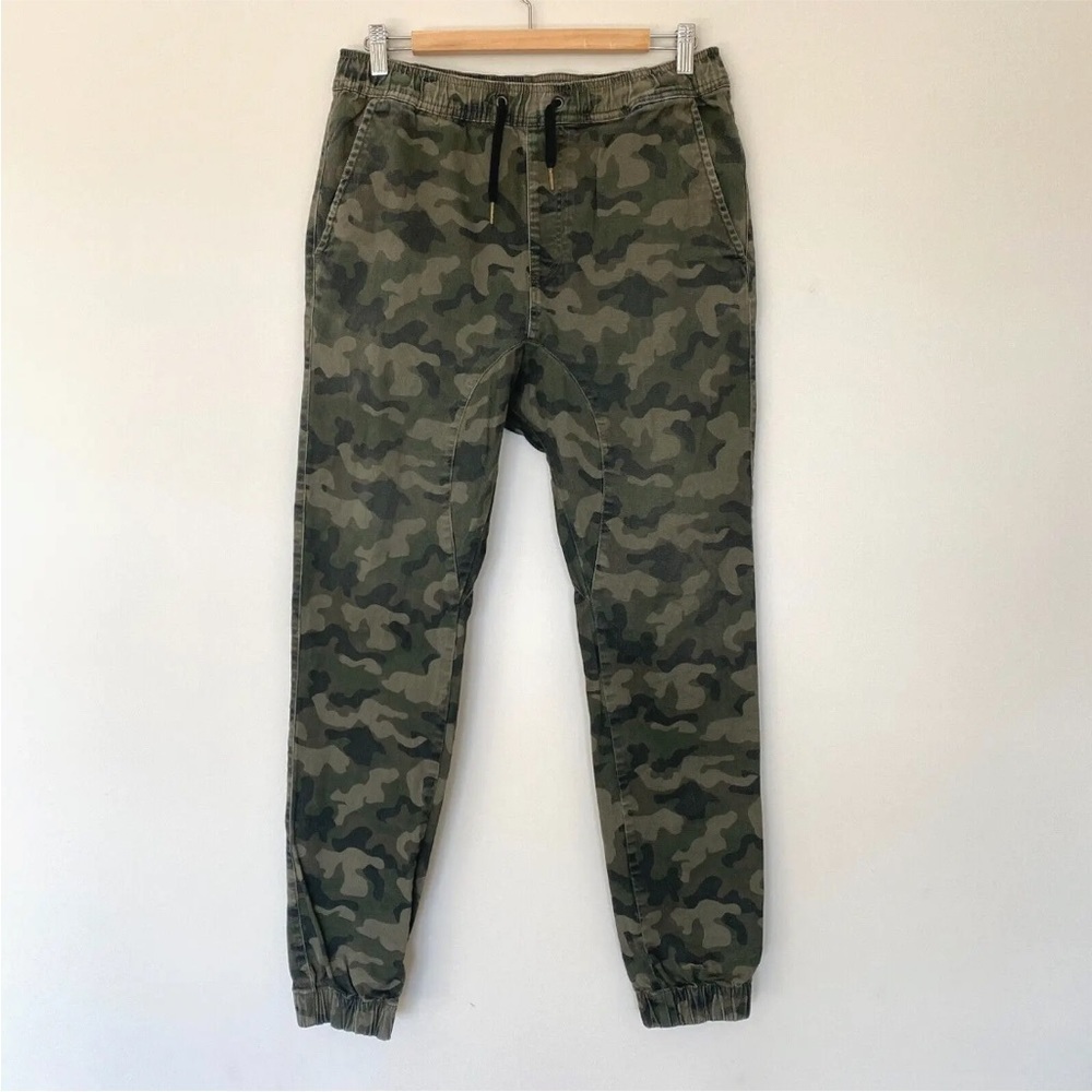 ZANEROBE Jogger Pants Green Black Camo Size 32 Pull on Drawstring